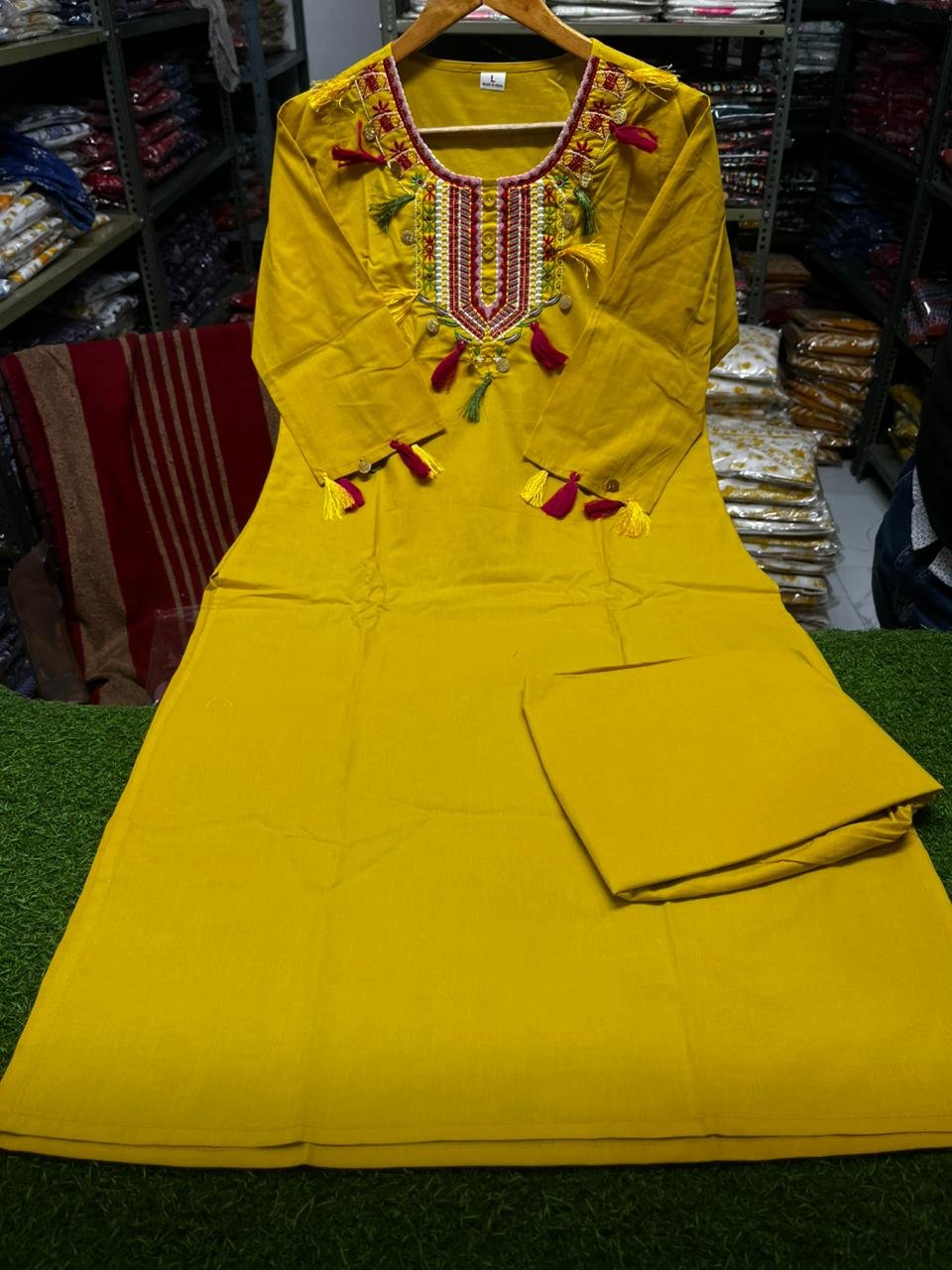 Pure Cotton Festive Embroidered Kurta Pant Set